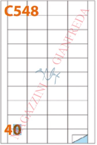 MARKIN C548 ETICHETTE MM 45X29,7 AUTOADESIVE PERMANENTI CON MARGINE. 100 FOGLI A4 DA 40 ETICHETTE